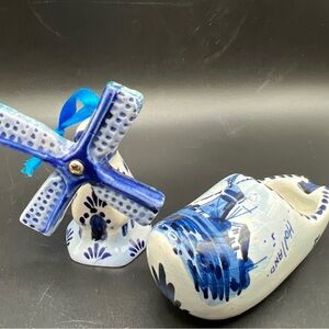 Vintage Windmill Dutch Ornament And Decorative Shoe Holland